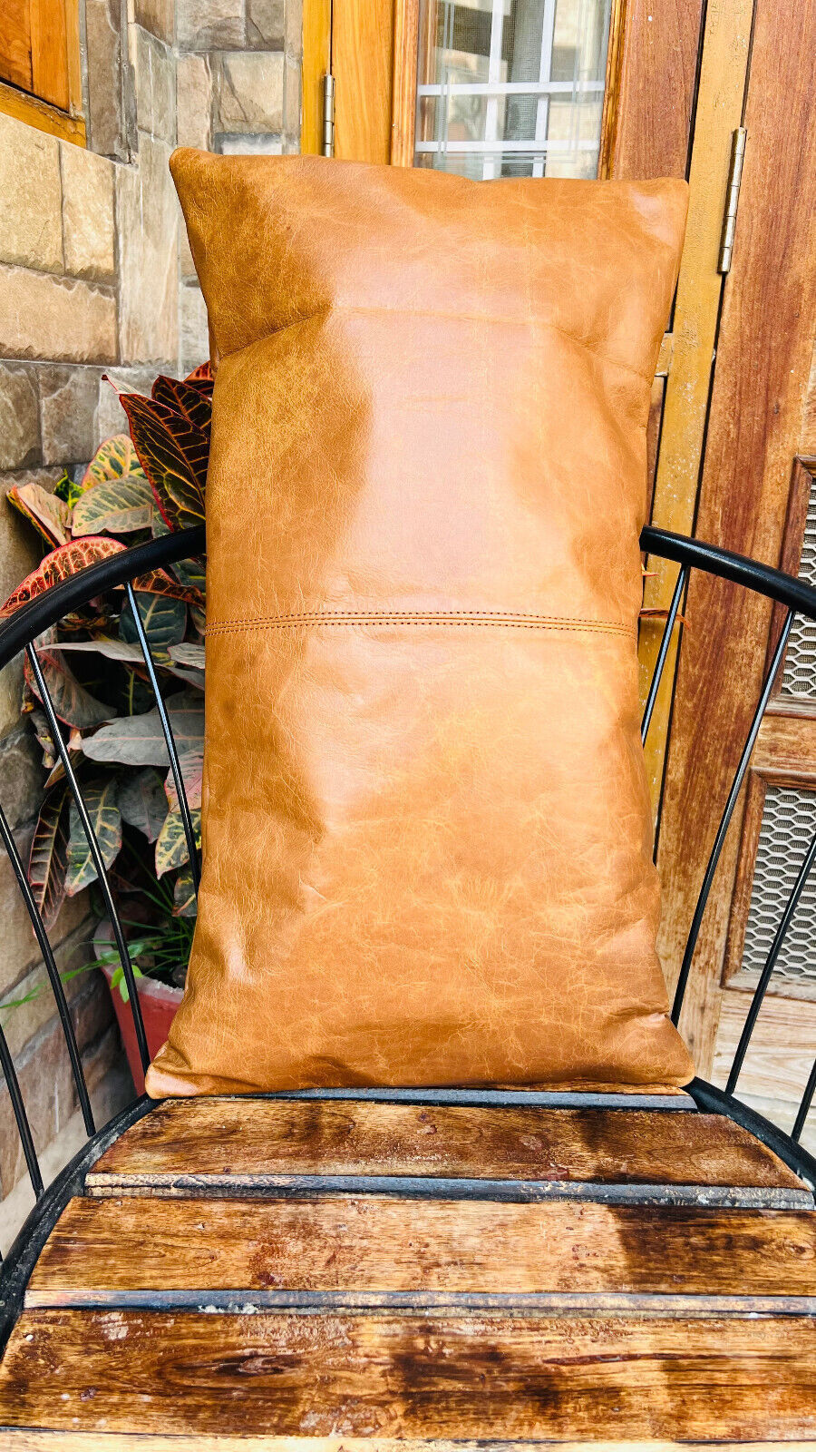 Real Big Leather Throw Pillow Covers, Set of 2 Brown Modern Couch Cushion covers 24Hr Smart